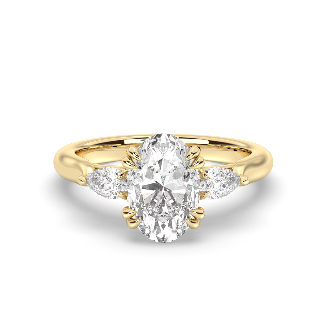 1.50-3.50 CT Oval Diamond Three Stone Engagement Ring