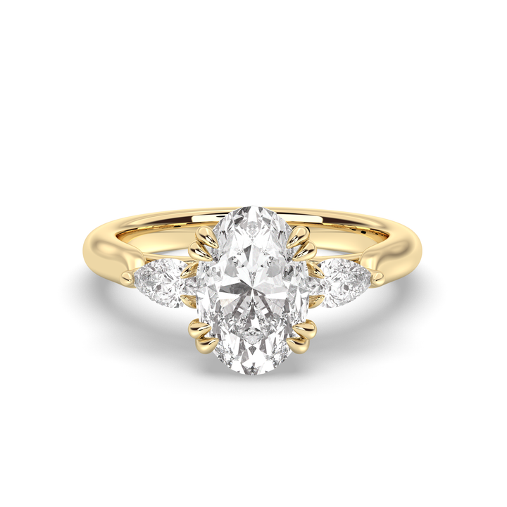 1.50-3.50 CT Oval Diamond Three Stone Engagement Ring