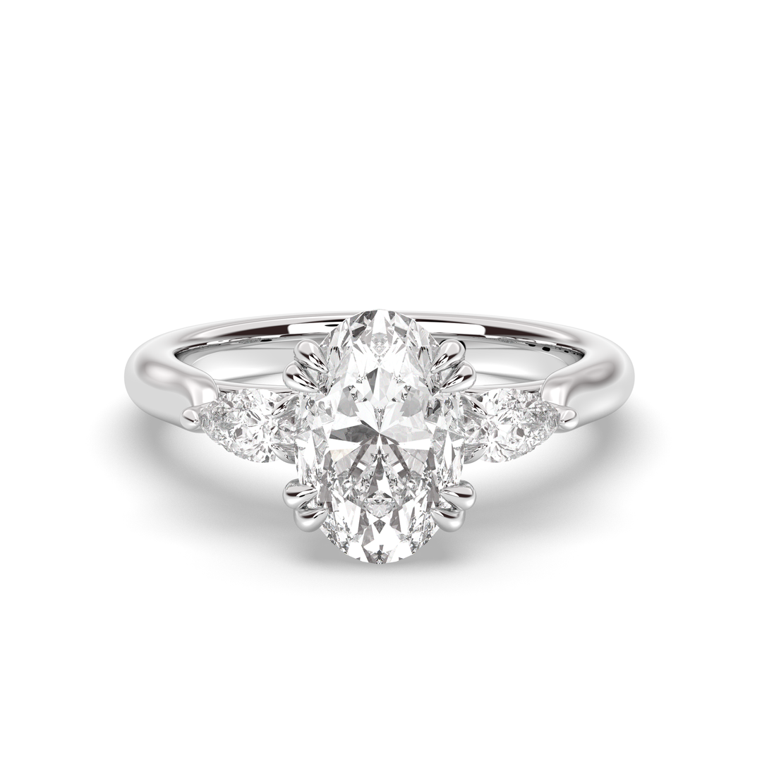 1.50-3.50 CT Oval Diamond Three Stone Engagement Ring