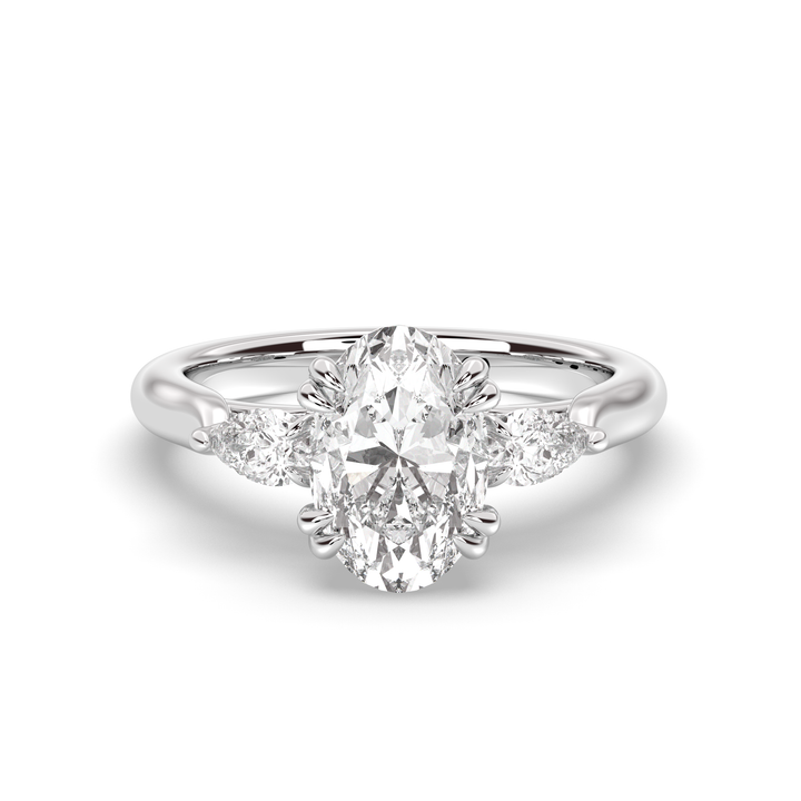 1.50-3.50 CT Oval Diamond Three Stone Engagement Ring