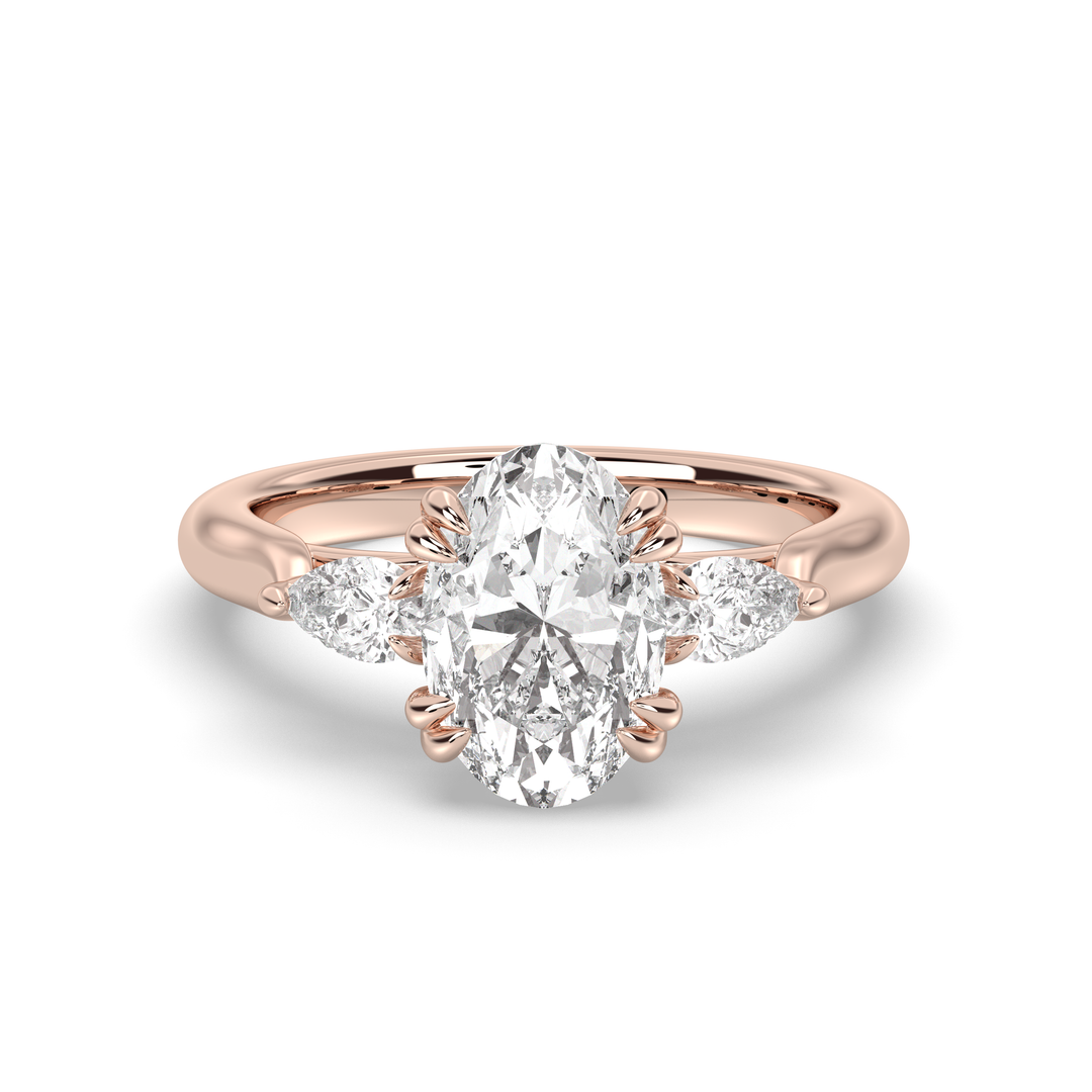 1.50-3.50 CT Oval Diamond Three Stone Engagement Ring