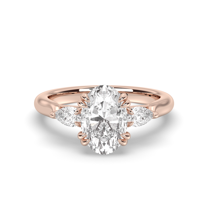 1.50-3.50 CT Oval Diamond Three Stone Engagement Ring