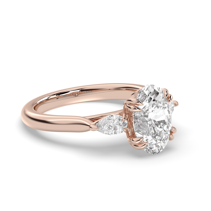 1.50-3.50 CT Oval Diamond Three Stone Engagement Ring