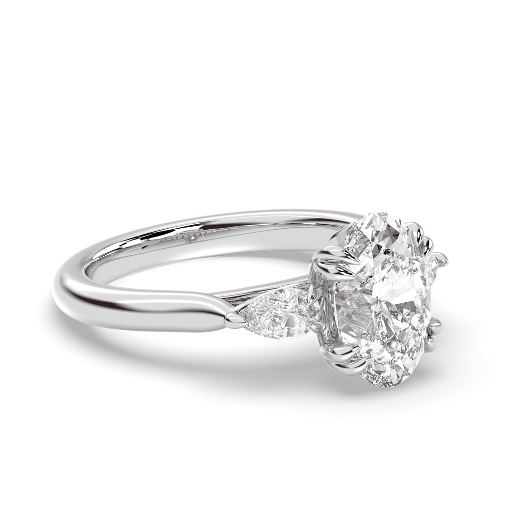 1.50-3.50 CT Oval Diamond Three Stone Engagement Ring