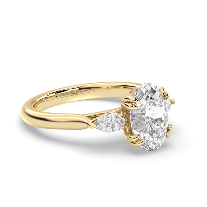 1.50-3.50 CT Oval Diamond Three Stone Engagement Ring