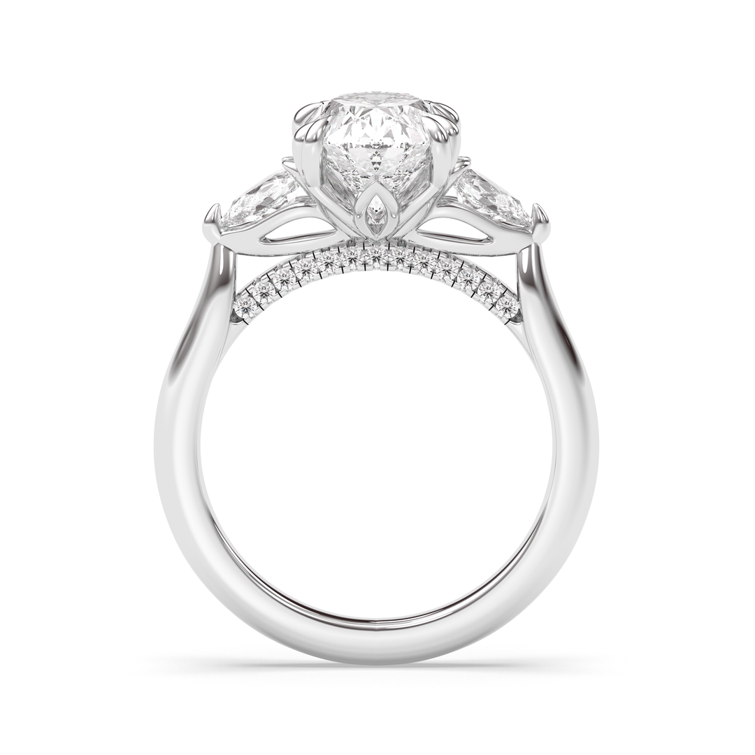 1.50-3.50 CT Oval Diamond Three Stone Engagement Ring