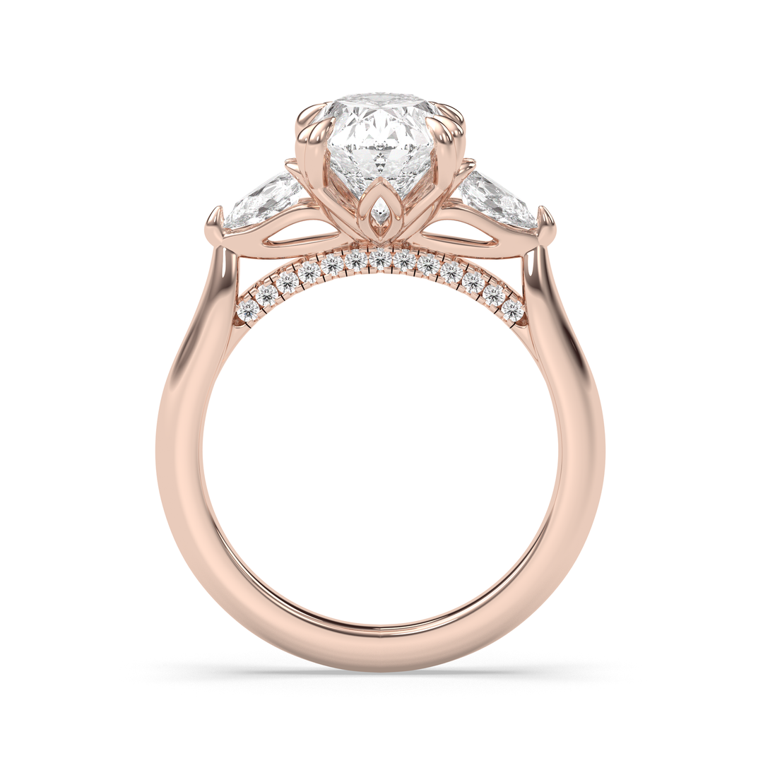 1.50-3.50 CT Oval Diamond Three Stone Engagement Ring