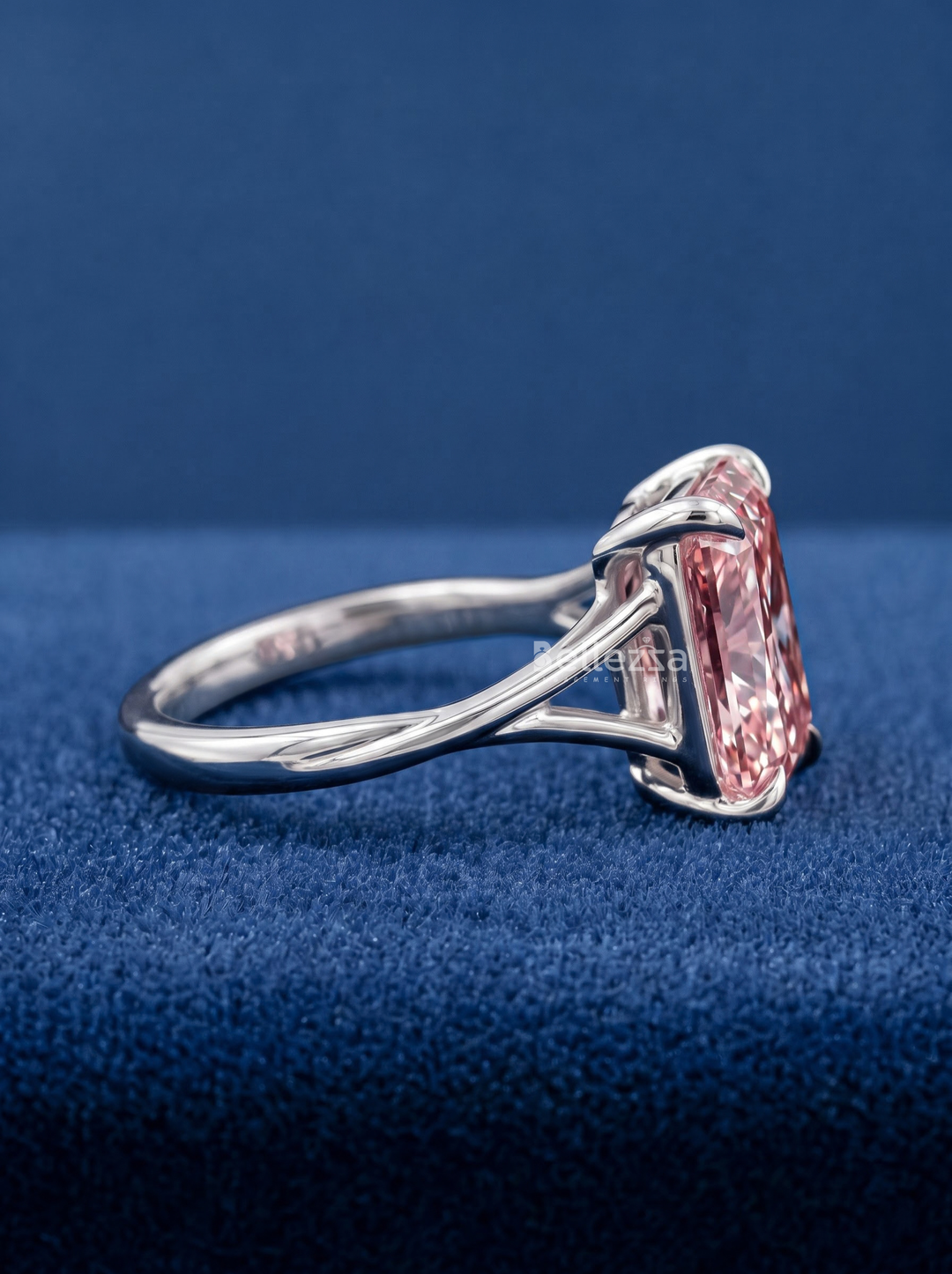 3.0CT Pink Radiant Lab Grown Diamond Split Shank Engagement Ring