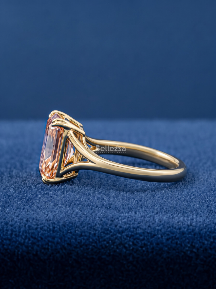 3.0CT Champagne Radiant Lab Grown Diamond Split Shank Engagement Ring