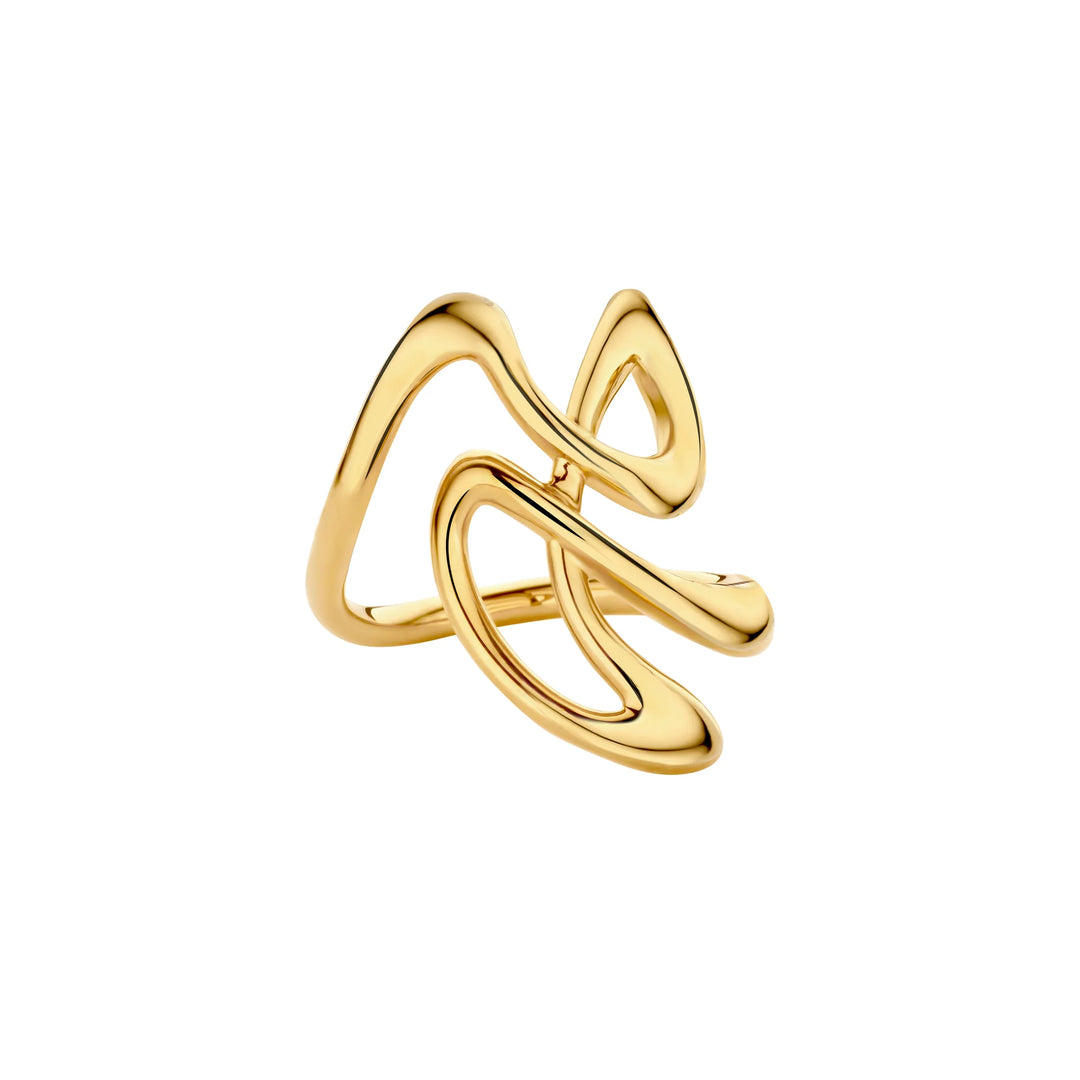 18K Solid Gold Plain Unique Statement Ring For Her