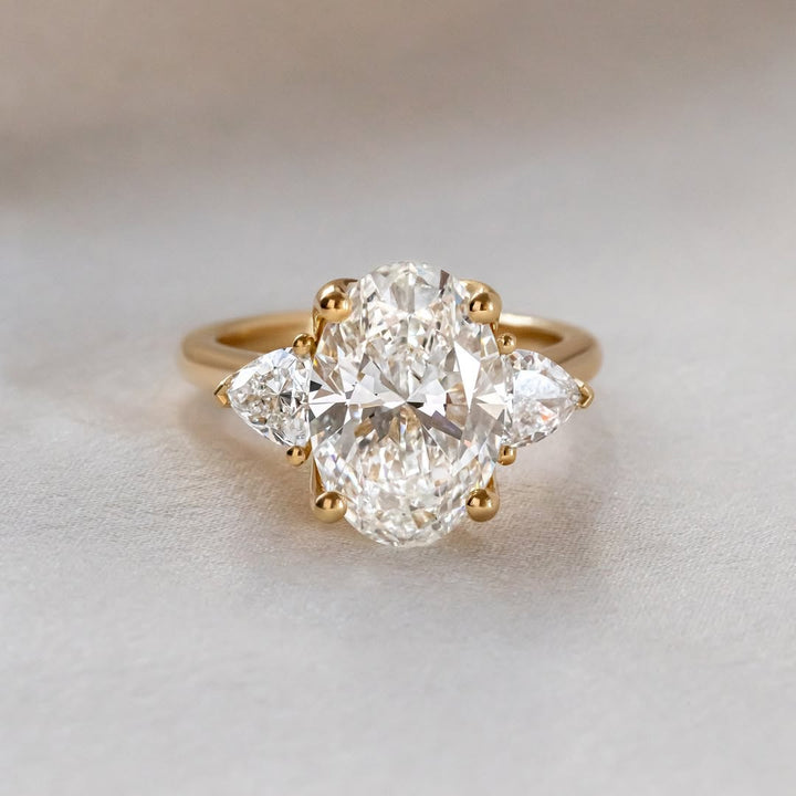 2.0-4.0 CT Oval  Lab Grown Diamond Three Stone Style Engagement Ring