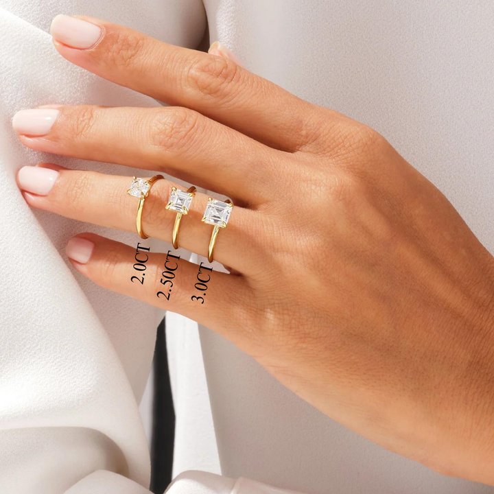 2.0CT Asscher Diamond Kinfe Edge Solitaire Moissanite Engagement Ring