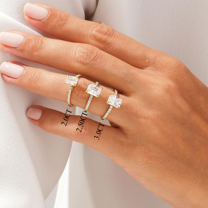 2.0CT Radiant Diamond Pave Setting Moissanite Engagement Ring