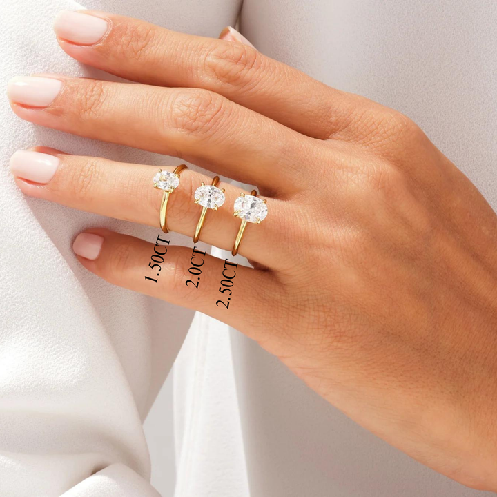 1.50CT Oval Diamond Knife Edge Solitaire Moissanite Engagement Ring