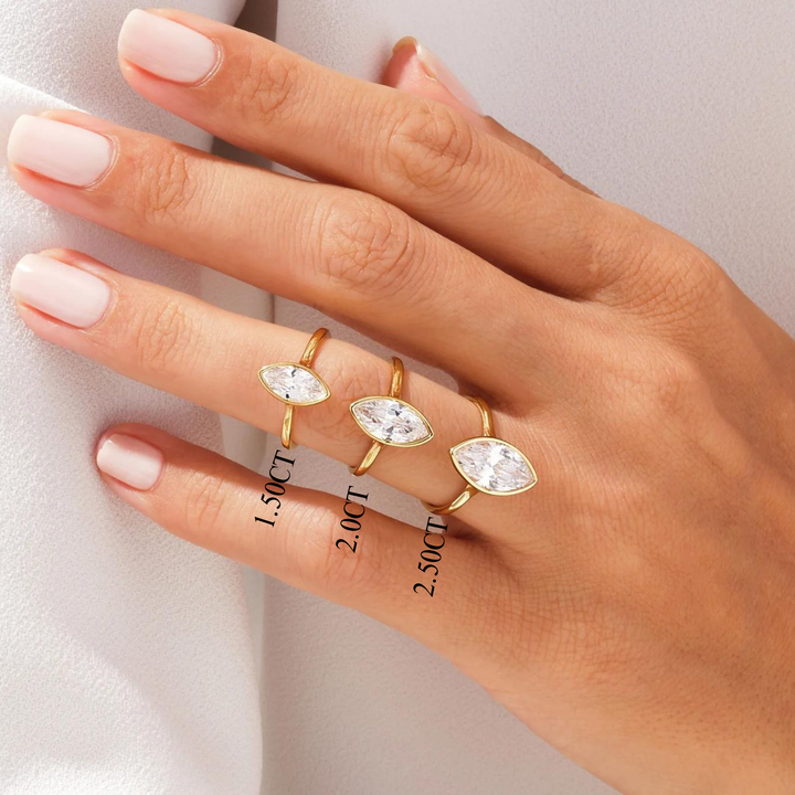 1.50CT Marquise Cut Bezel Setting Solitaire Moissanite Engagement Ring