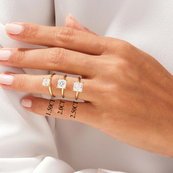 1.50CT Princess Diamond Knife Edge Solitaire Moissanite Engagement Ring