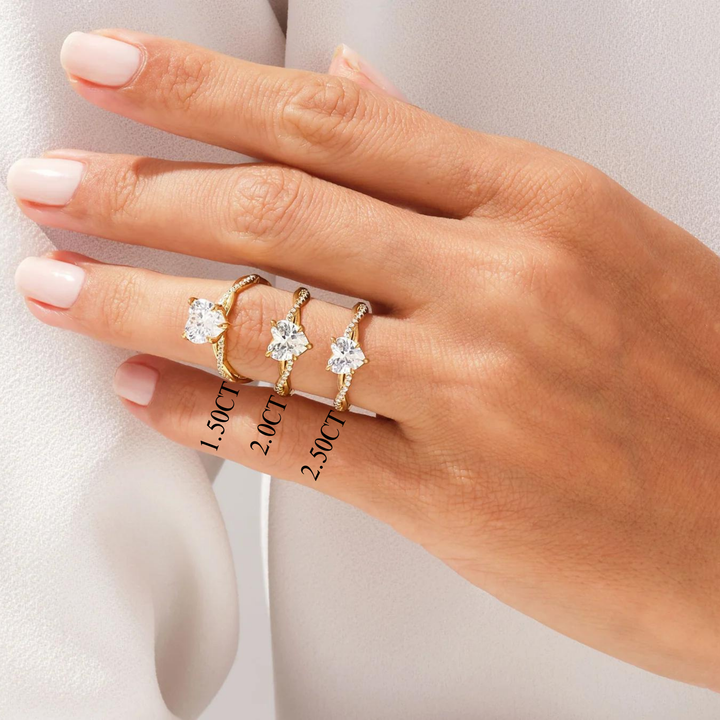 1.50CT Heart Diamond Twisted Pave Setting Moissanite Engagement Ring