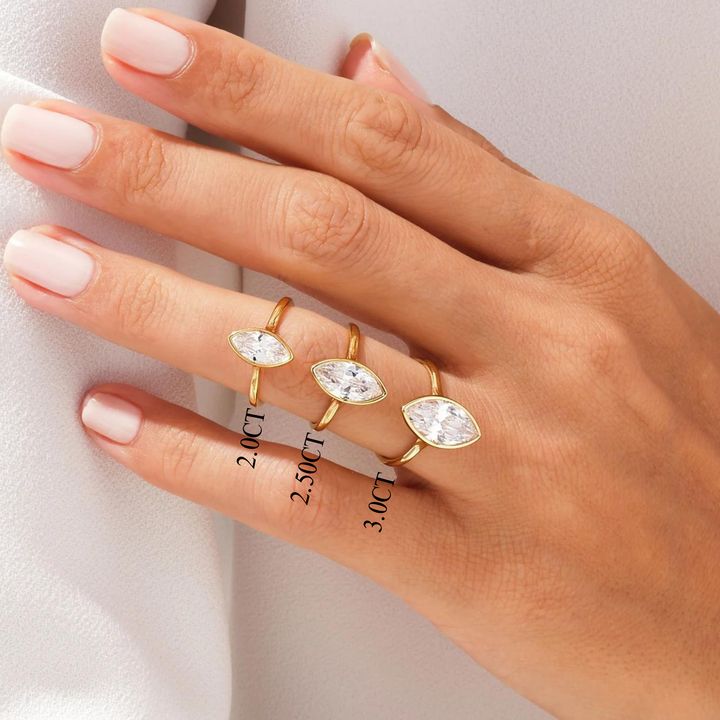 2.0CT Marquise Cut Bezel Setting Solitaire Moissanite Engagement Ring