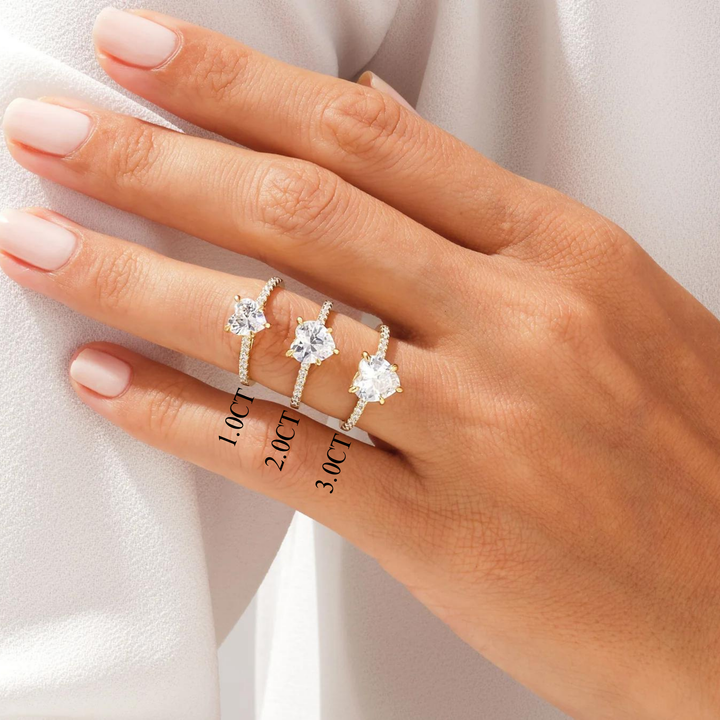 1.0CT Heart Diamond Pave Setting Moissanite Engagement Ring