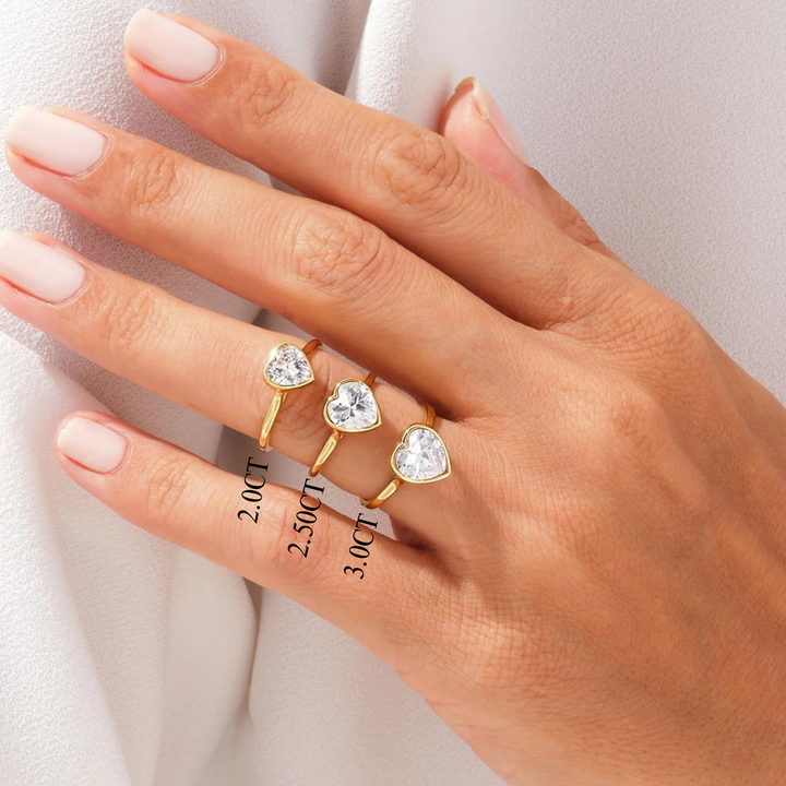 2.0CT Heart Cut Bezel Setting Solitaire Moissanite Engagement Ring