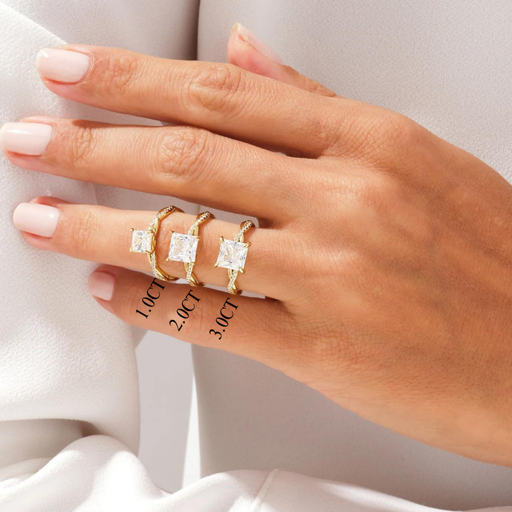 1.0CT Princess Diamond Twisted Pave Setting Moissanite Engagement Ring