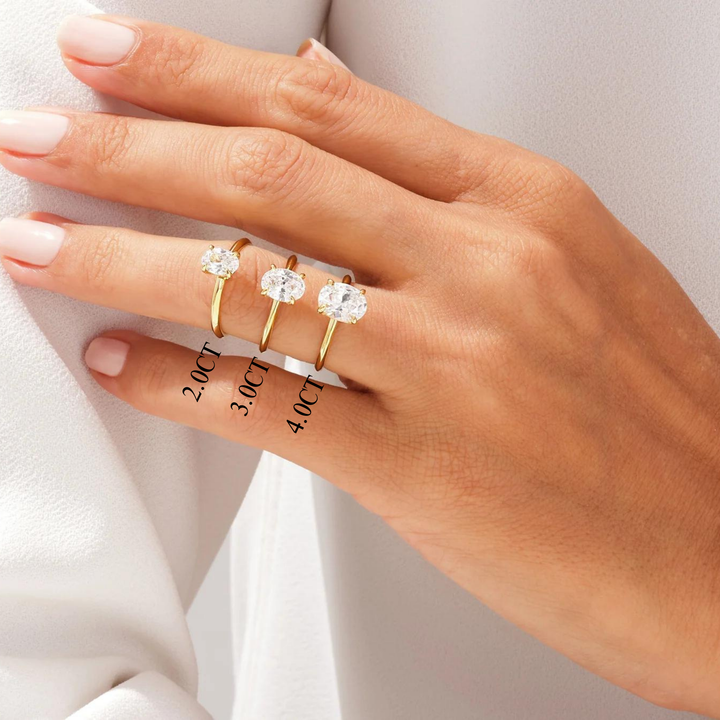 2.0CT Oval Diamond Kinfe Edge Solitaire Moissanite Engagement Ring