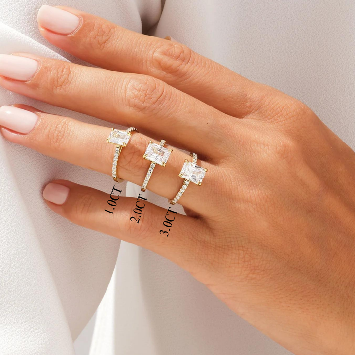 1.0CT Radaint Diamond Pave Setting Moissanite Engagement Ring