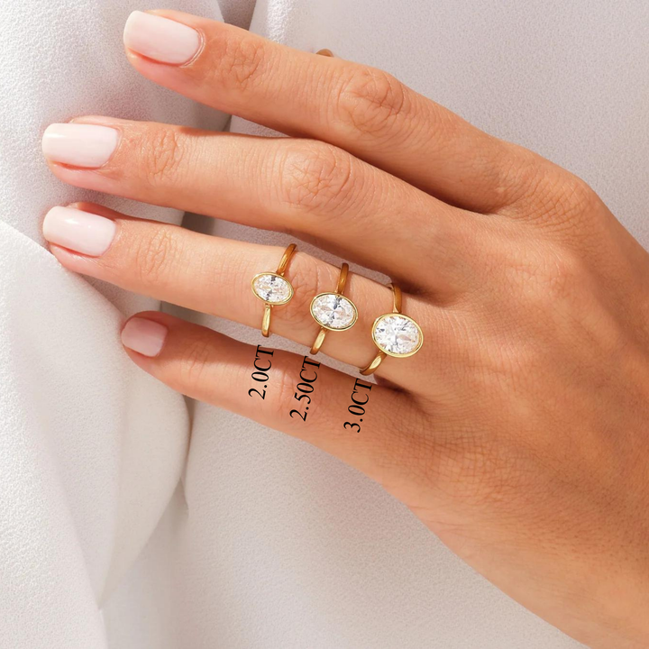 2.0CT Oval Diamond Bezel Setting Solitaire Moissanite Engagement Ring