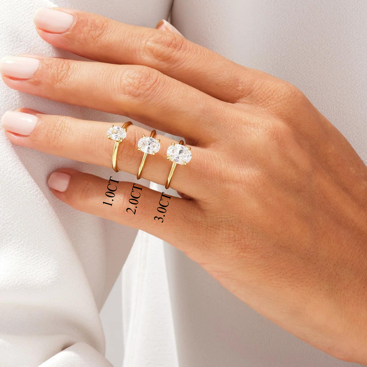 1.0CT Oval Diamond Knife Edge Solitaire Moissanite Engagement Ring