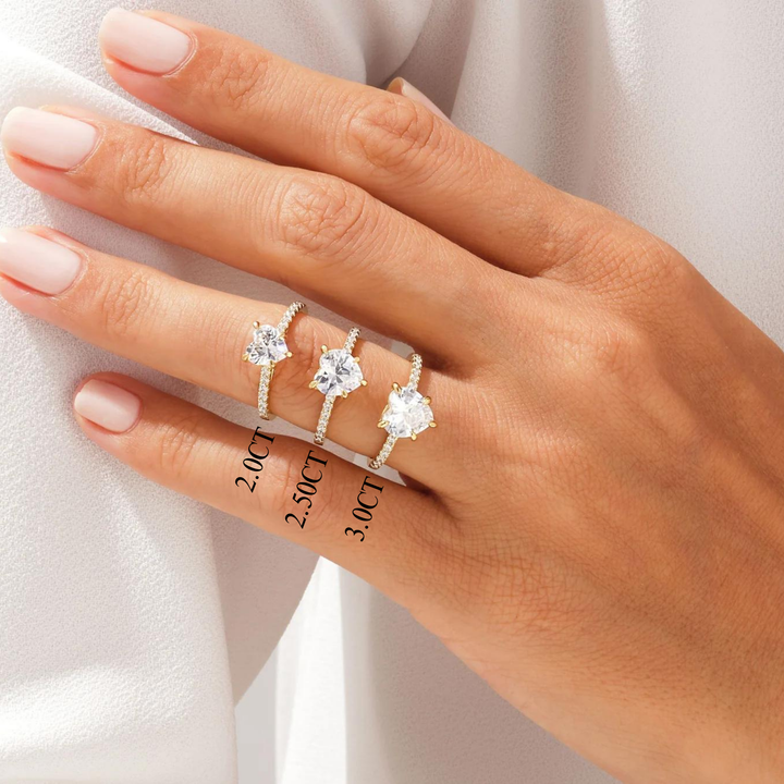 2.0CT Heart Diamond Pave Setting Moissanite Engagement Ring