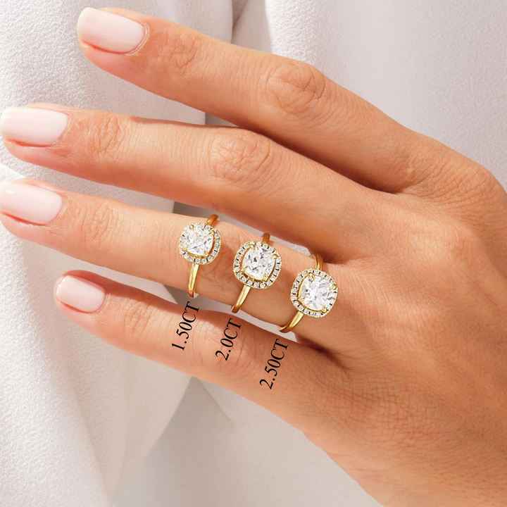 1.50CT Cushion Diamond Halo Moissanite Engagement Ring