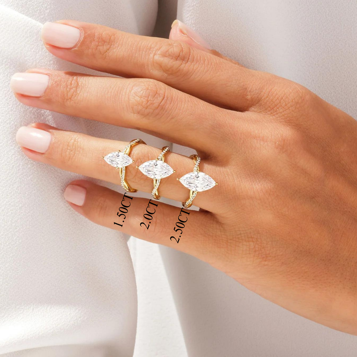 1.50CT Marquise Diamond Twisted Pave Setting Moissanite Engagement Ring