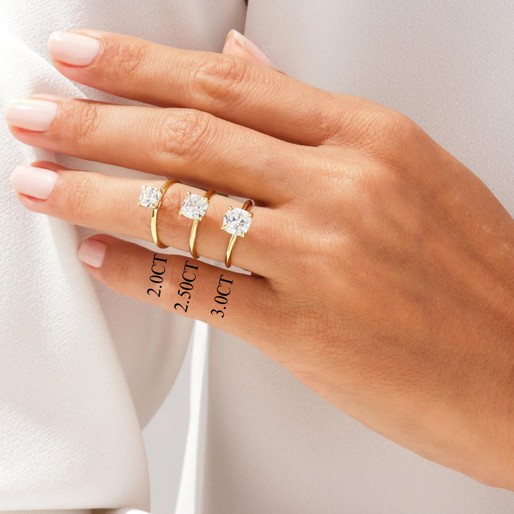 2.0CT Cushion Diamond Kinfe Edge Solitaire Moissanite Engagement Ring