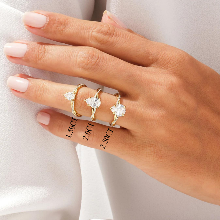 1.50CT Pear Diamond Twisted Pave Setting Moissanite Engagement Ring