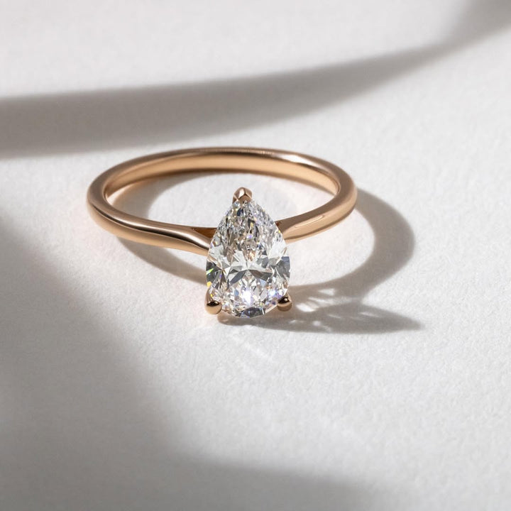 1.80 - 3.80 CT Pear  Lab Grown Diamond Cathedral Style Engagement Ring
