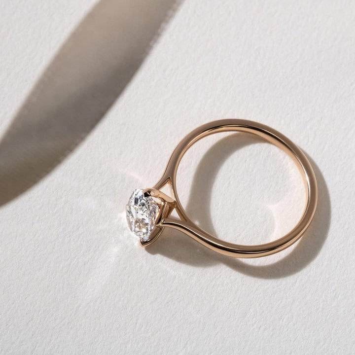 1.80 - 3.80 CT Pear  Lab Grown Diamond Cathedral Style Engagement Ring