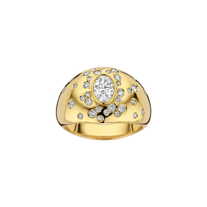 0.50CT Oval Cut Flush Set Dome Engagement Ring