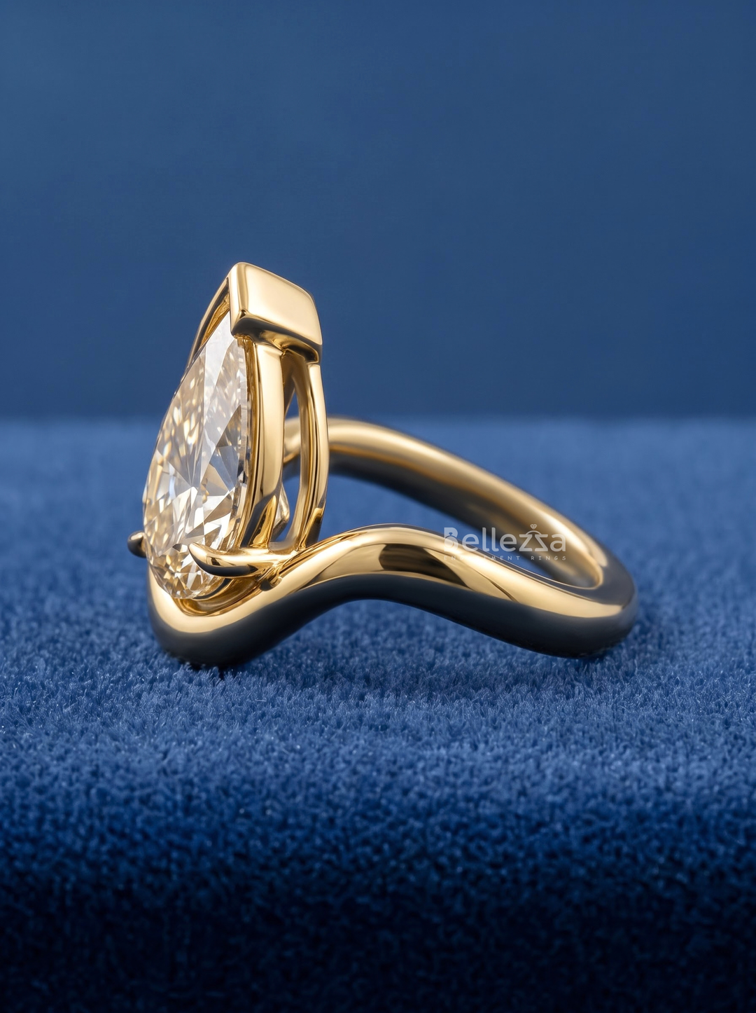 2.50CT Brown Pear Diamond Bypass Engagement Ring For Her