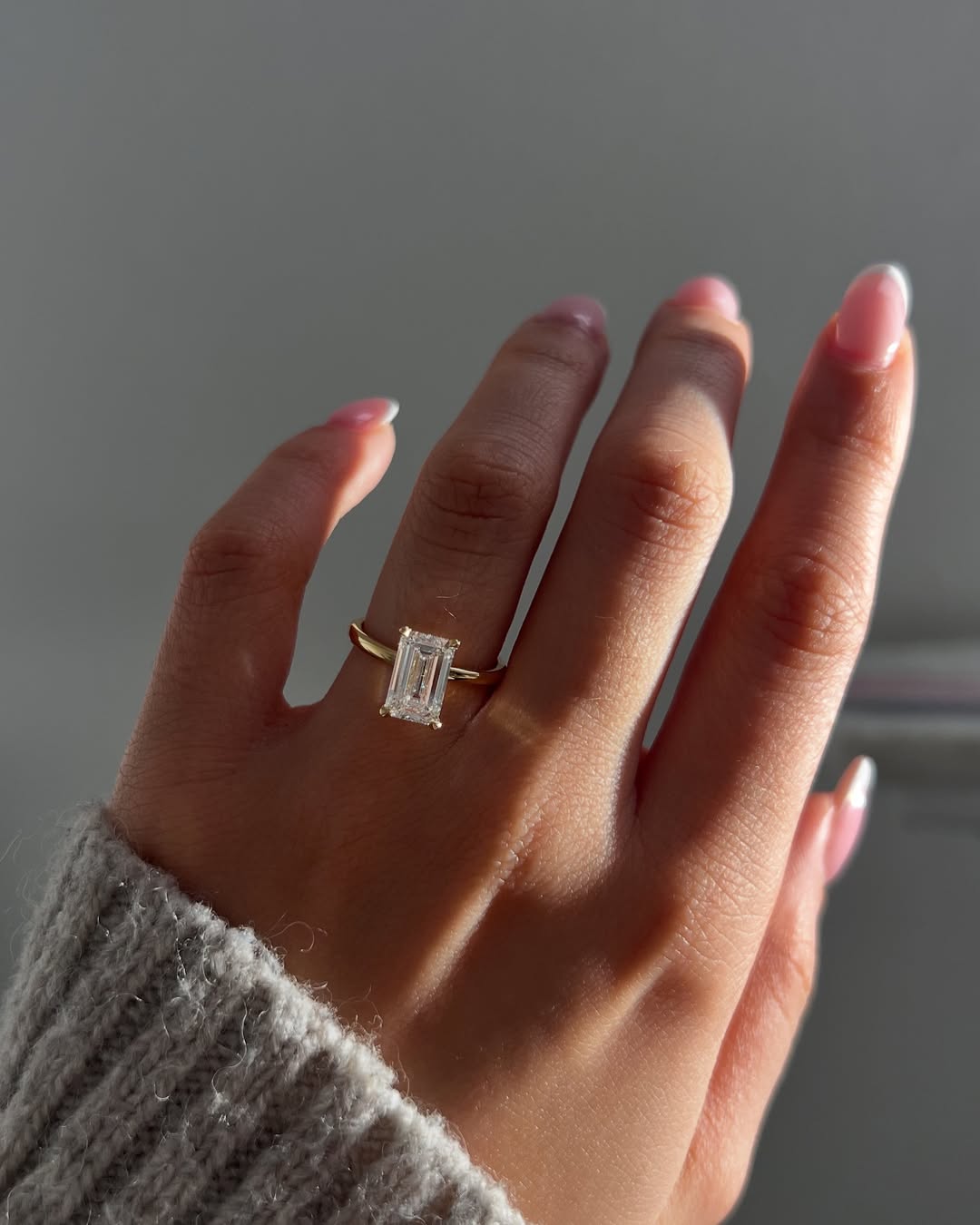 1.0-3.0 CT Emerald  Lab Grown Diamond Solitare Engagement Ring