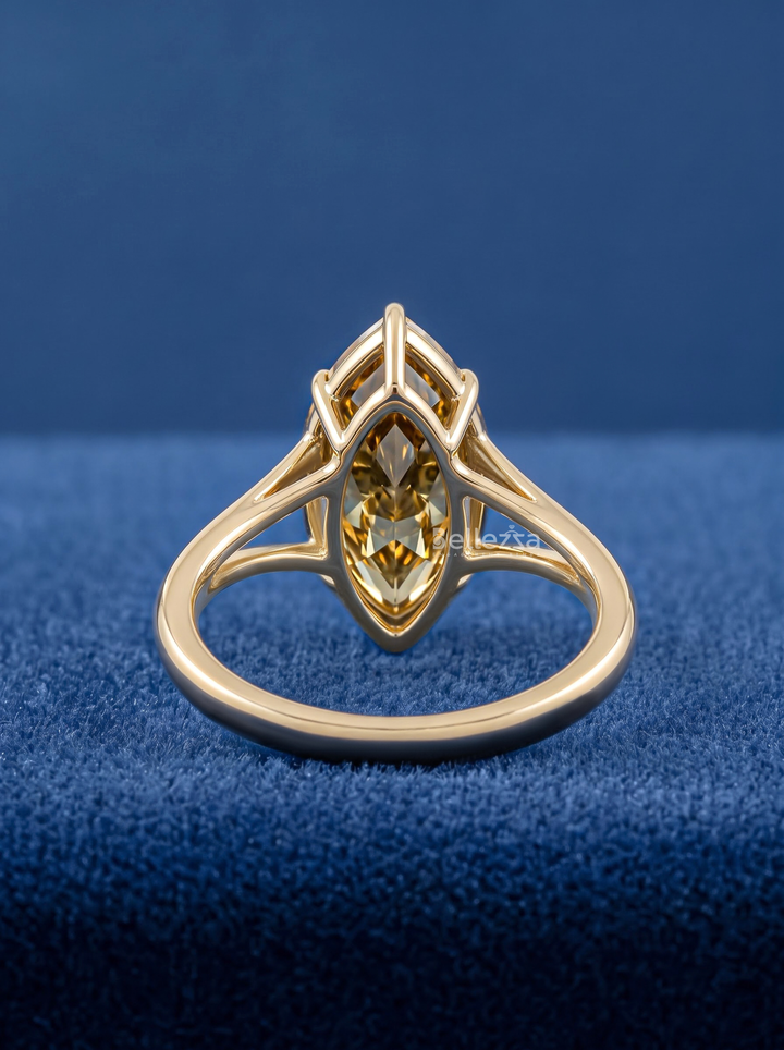 3.0CT Brown Marquise Lab Grown Diamond Split Shank Engagement Ring