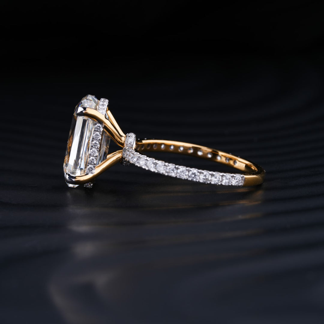 6.0 CT Ashoka Cut Hidden Halo Moissanite Diamond Pave Engagement Ring