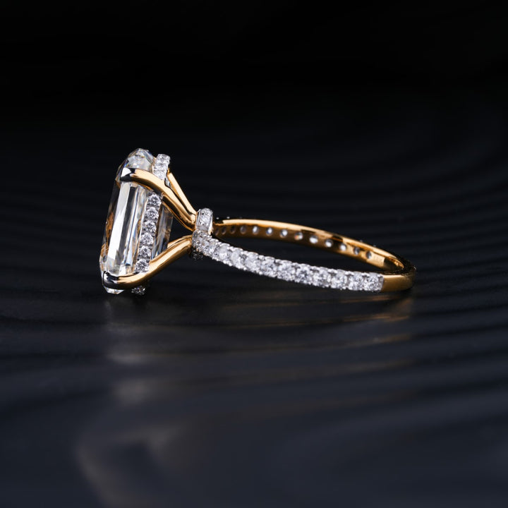 6.0 CT Ashoka Cut Hidden Halo Moissanite Diamond Pave Engagement Ring