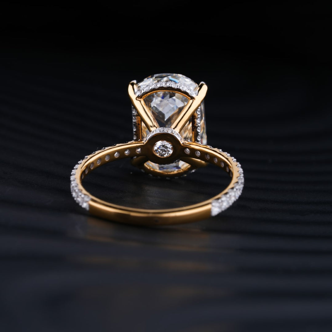 6.0 CT Ashoka Cut Hidden Halo Moissanite Diamond Pave Engagement Ring