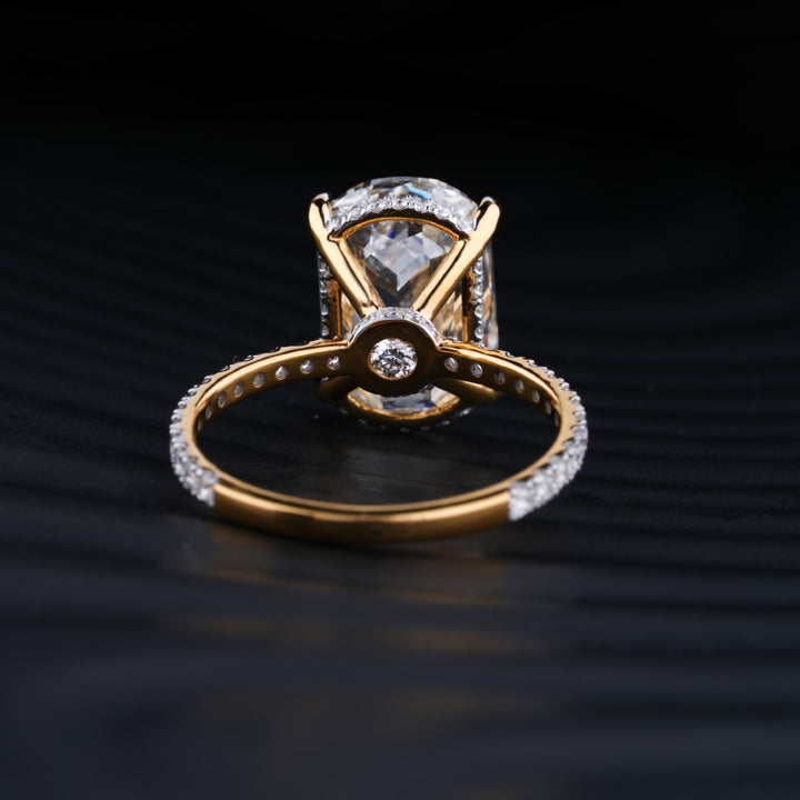 6.0 CT Ashoka Cut Hidden Halo Moissanite Diamond Pave Engagement Ring