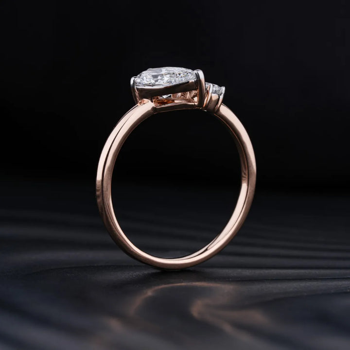 1.0 CT Pear Shaped Moissanite Two Stone Engagement Ring
