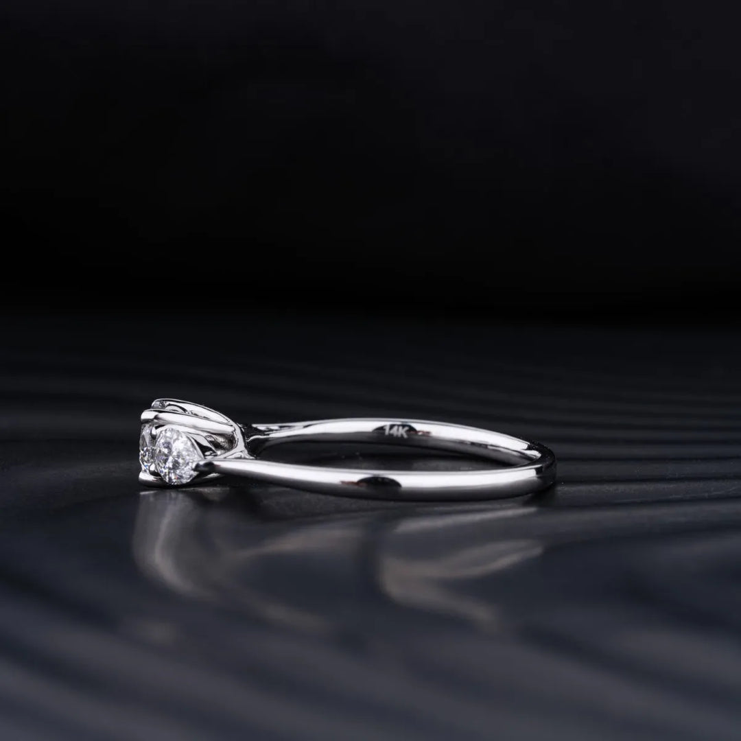 1.0 CT Round Cut Moissanite Three Stone Engagement Ring