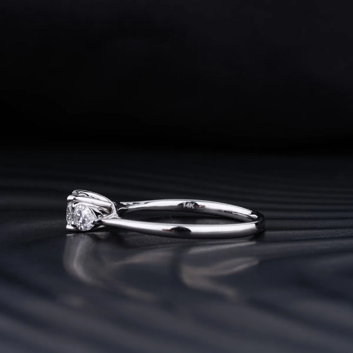 1.0 CT Round Cut Moissanite Three Stone Engagement Ring