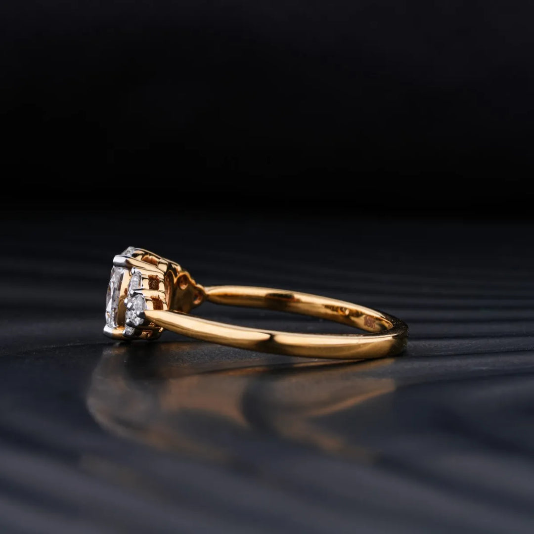 0.75 CT Oval Cut Moissanite Cluster Engagement Ring