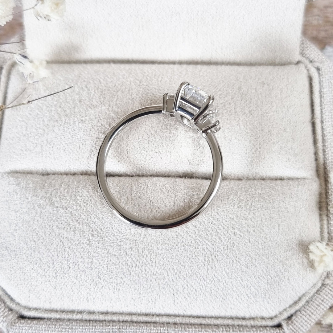 1.30 CT-3.30 CT Emerald Three Stone Lab Grown Diamond Engagement Ring