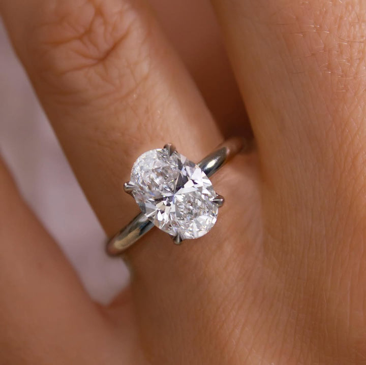 1.56 - 3.56 CT Oval  Lab Grown Diamond Solitaire Style Engagement Ring
